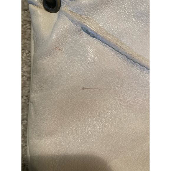 Bolsa White Leather Hobo Baguette Colorful Fabric Strap ~ HELLO LOVELY! - Picture 5 of 8